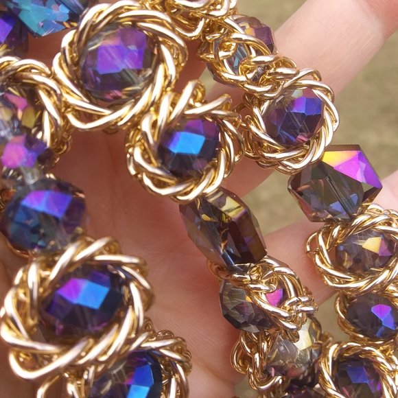 New Eye Candy Los Angeles two strands  statement necklace 14 Kt gold plated - Picture 3 of 16